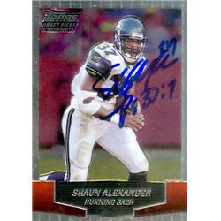 421698 Shaun Alexander Autographed Football Card Seattle Seahawks 2004 Topps Draft Picks & Prospects No.5