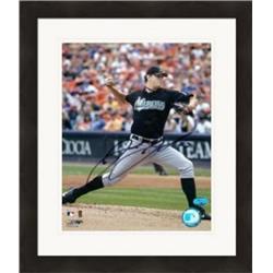 410494 Josh Johnson Autographed 8 x 10 in. Photo Florida Marlins No.2 Matted & Framed
