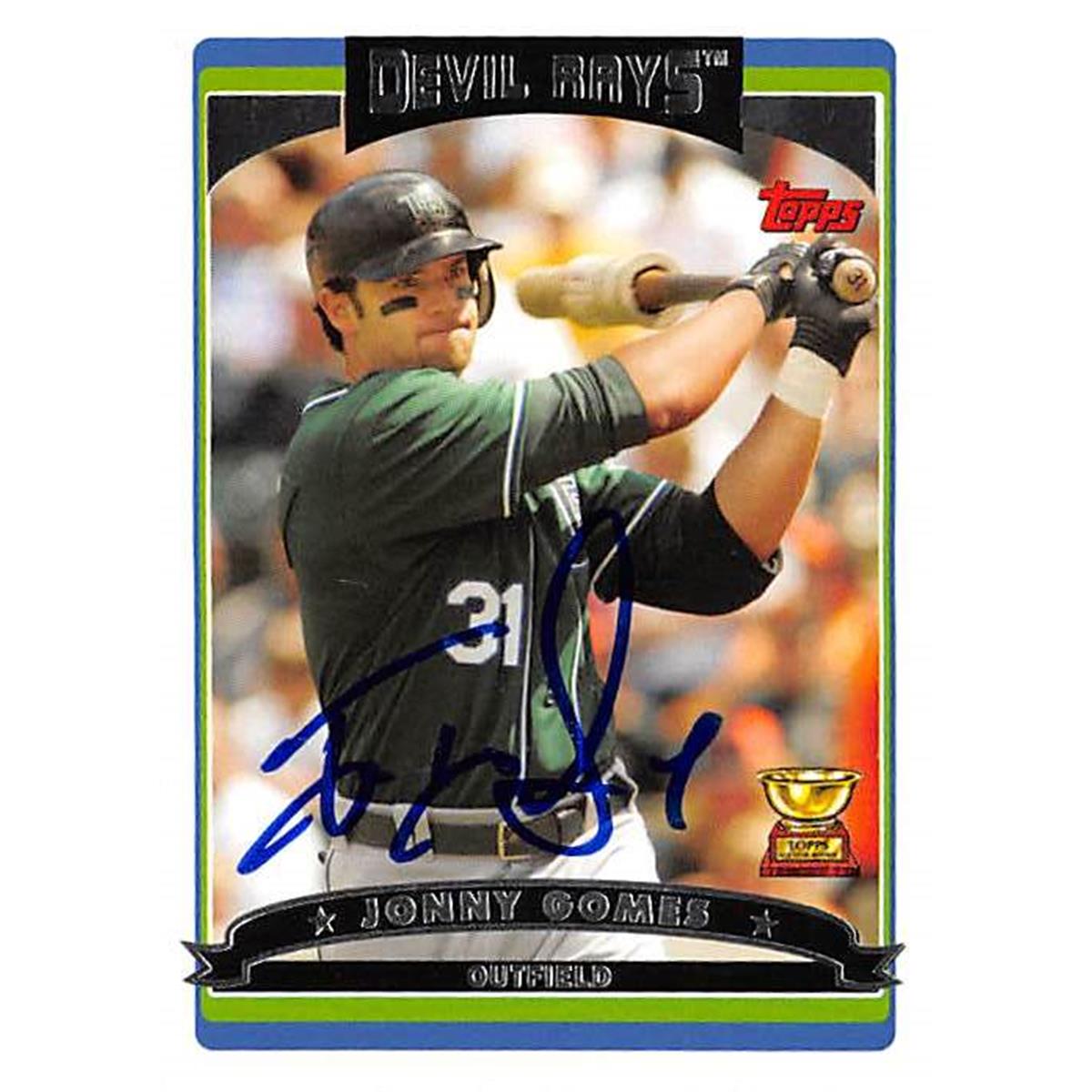420737 Jonny Gomes Autographed Baseball Card Tampa Bay Rays 2006 Topps No.23 All Star Rookie Cup