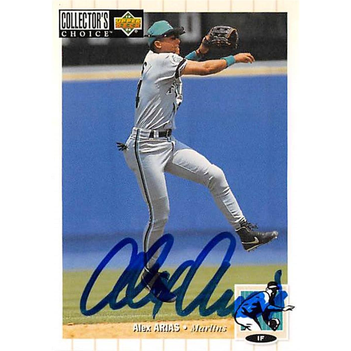 420980 Alex Arias Autographed Baseball Card Florida Marlins 1994 Upper Deck No.401
