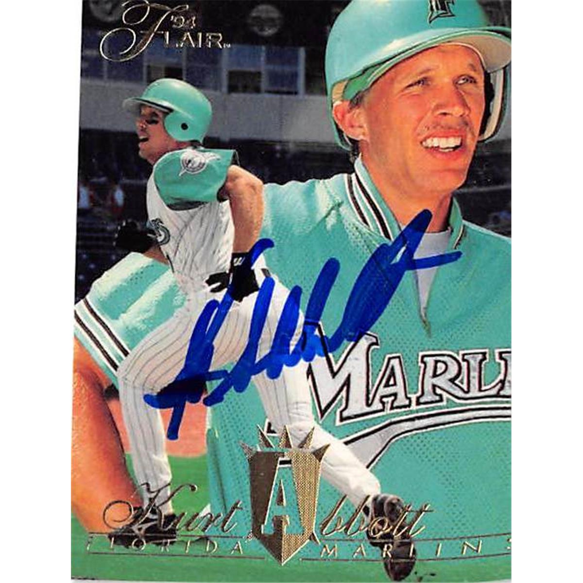 420983 Kurt Abbott Autographed Baseball Card Florida Marlins SC 1994 Fleer Flair No.160