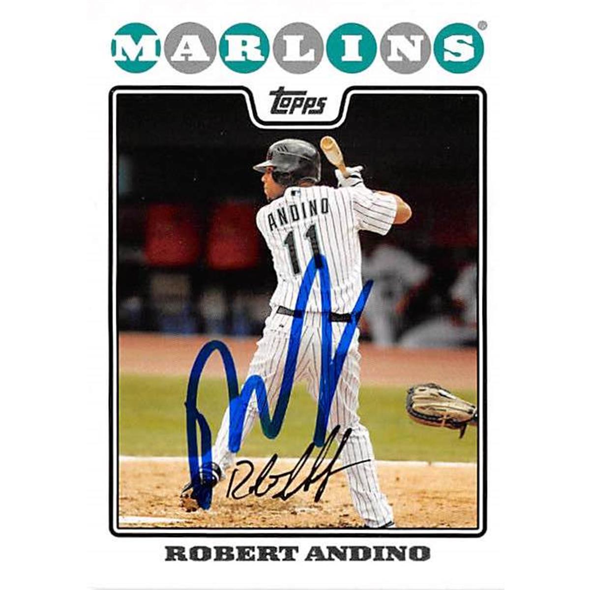 421026 Robert Andino Autographed Baseball Card Florida Marlins 2007 Topps No.UH269