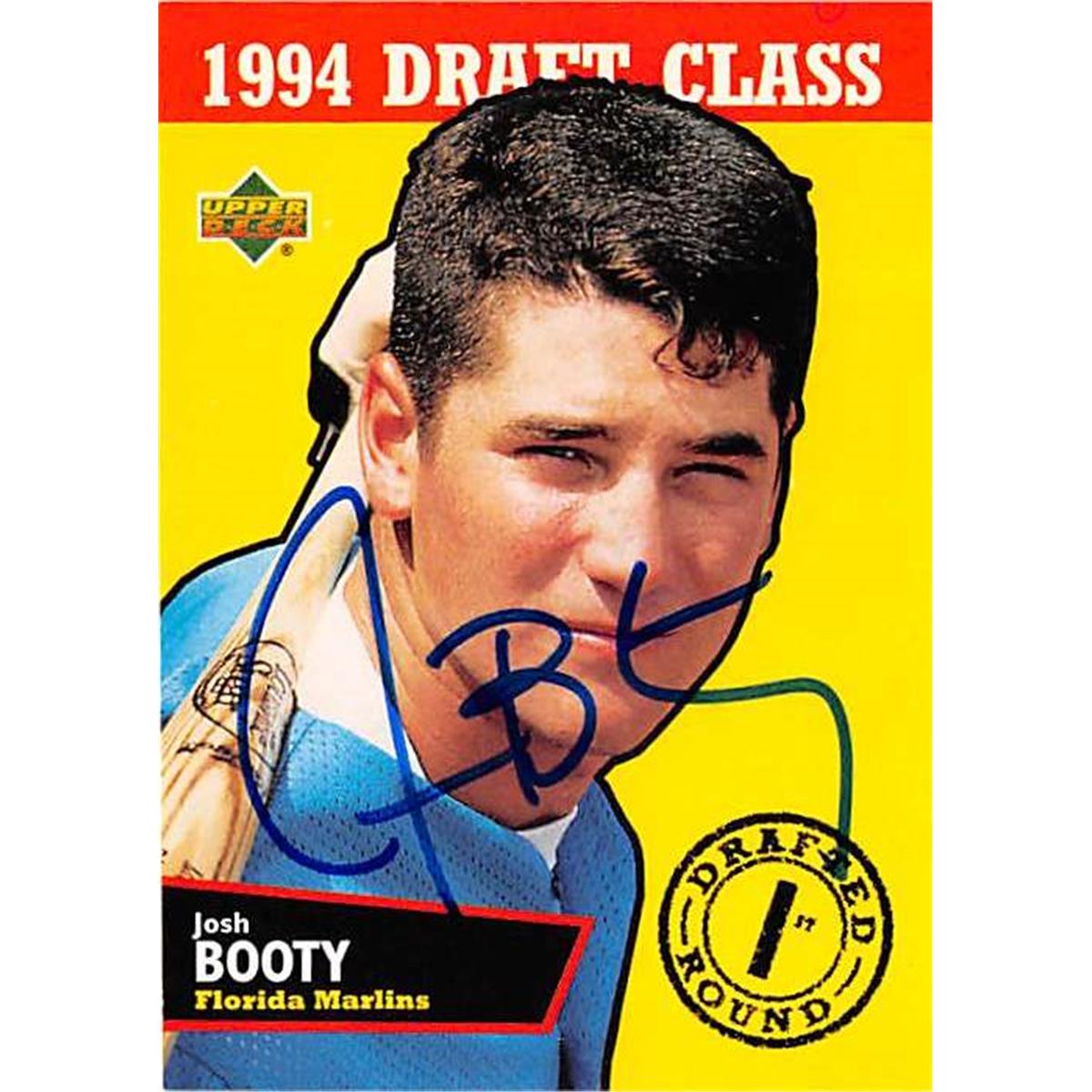 421113 Josh Booty Autographed Baseball Card Florida Marlins FT 1994 Upper Deck No.219 Draft Rookie