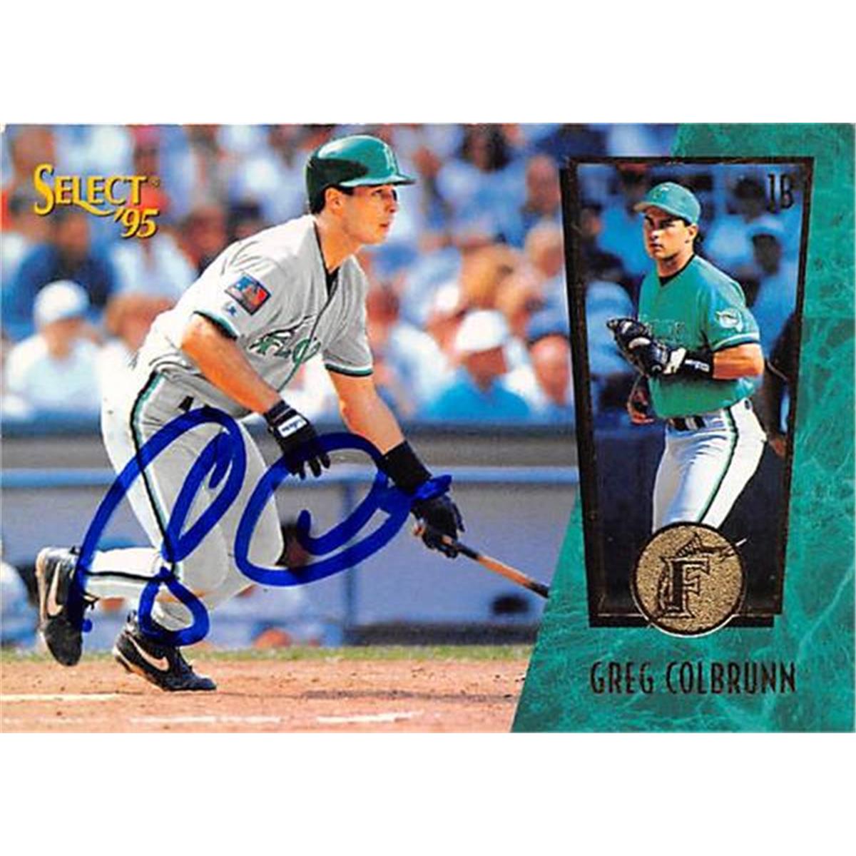 421132 Greg Colbrunn Autographed Baseball Card Florida Marlins 1995 Select No.137