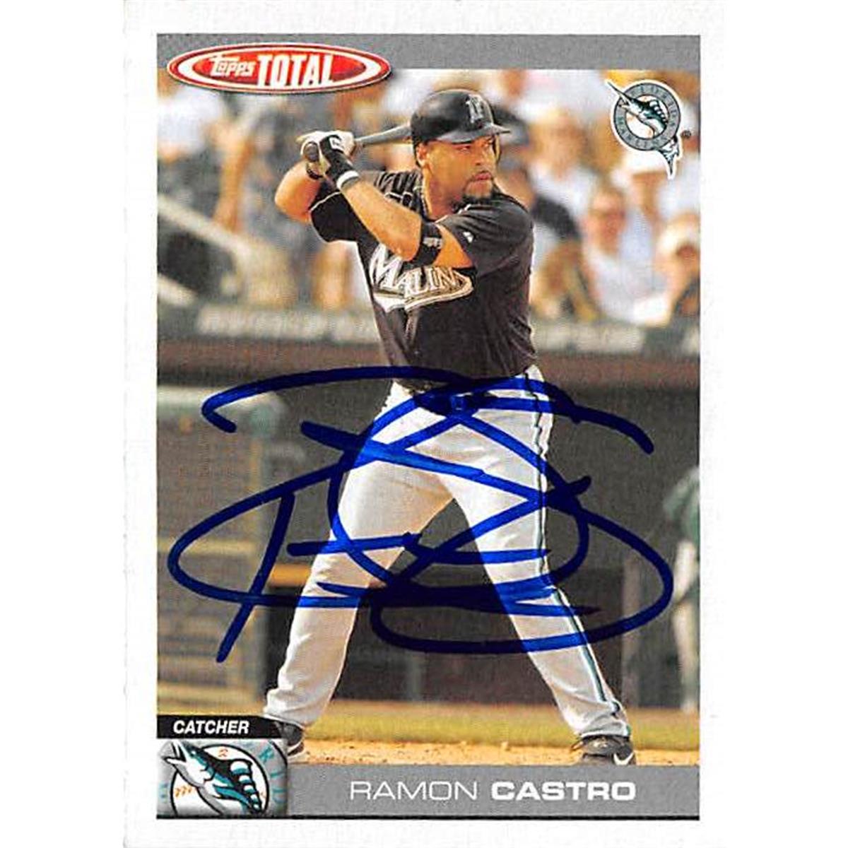 421158 Ramon Castro Autographed Baseball Card Florida Marlins 2004 Topps Total No.461