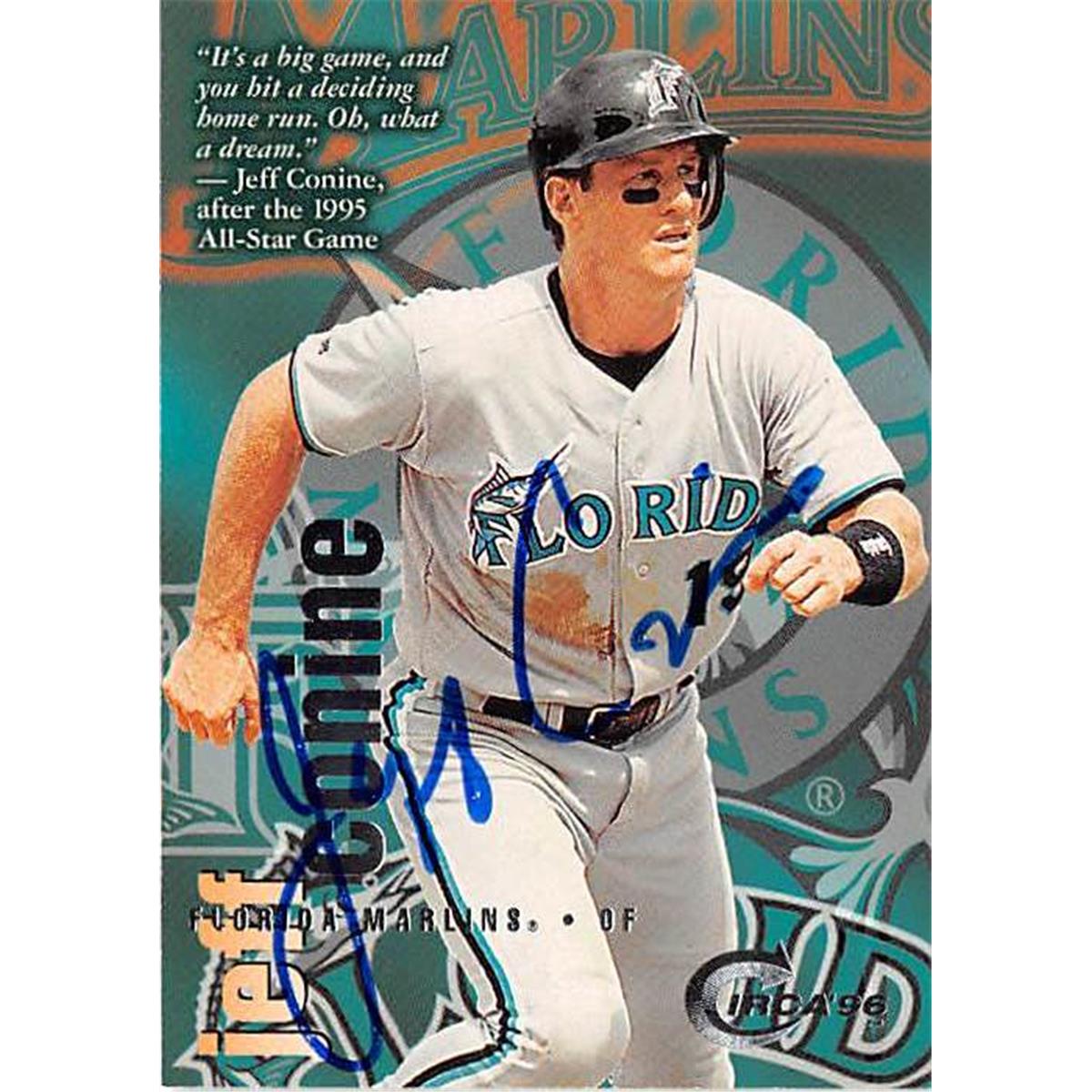 421165 Jeff Conine Autographed Baseball Card Florida Marlins 1996 Circa No.128