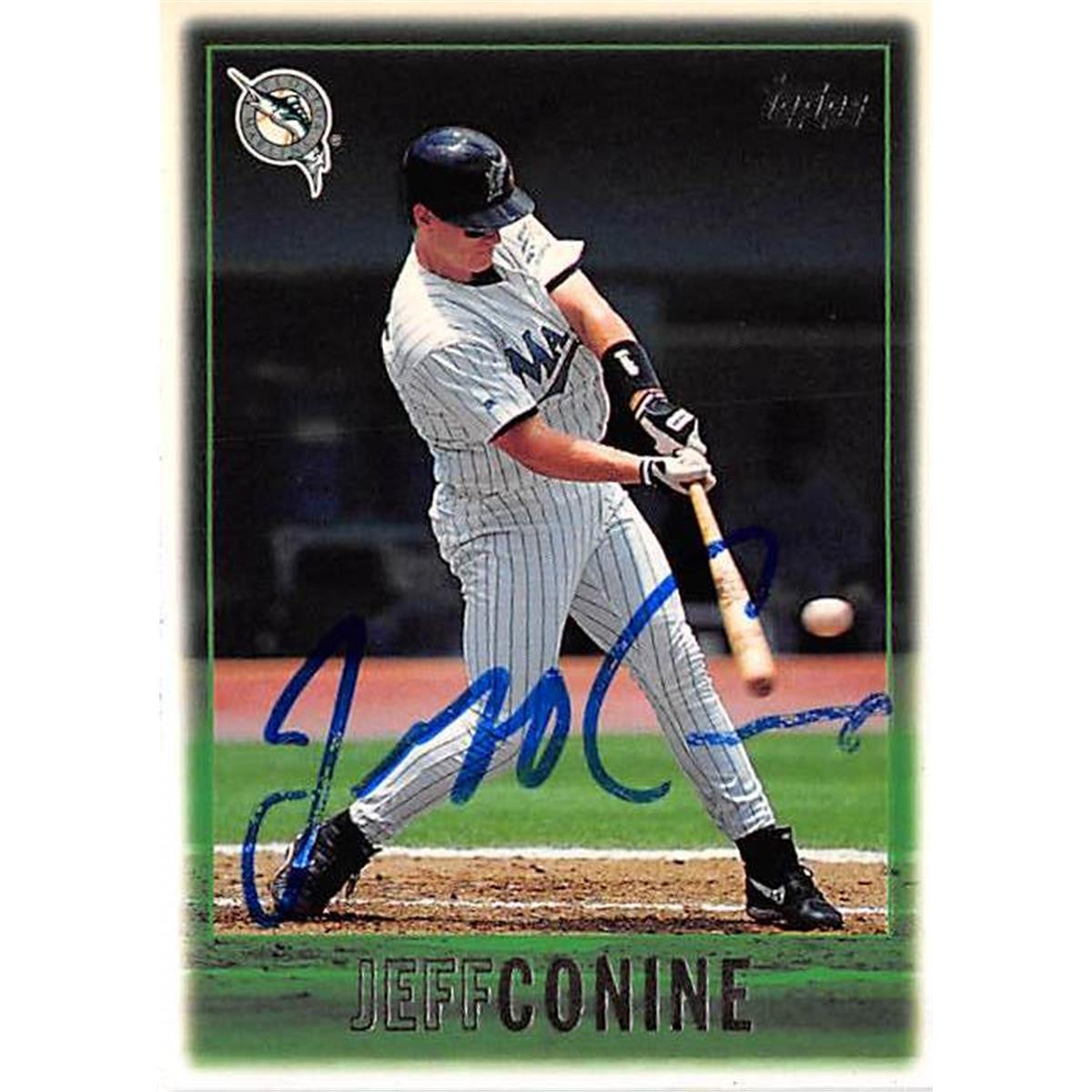 421177 Jeff Conine Autographed Baseball Card Florida Marlins 1997 Topps No.159