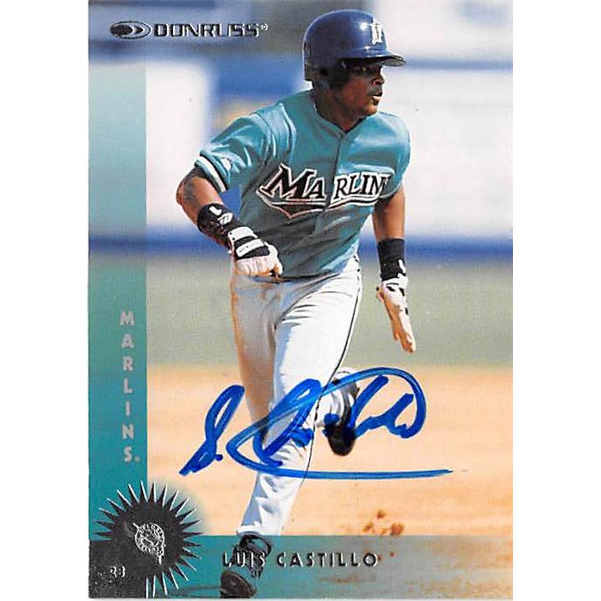 421189 Luis Castillo Autographed Baseball Card Florida Marlins 1997 Donruss No.316