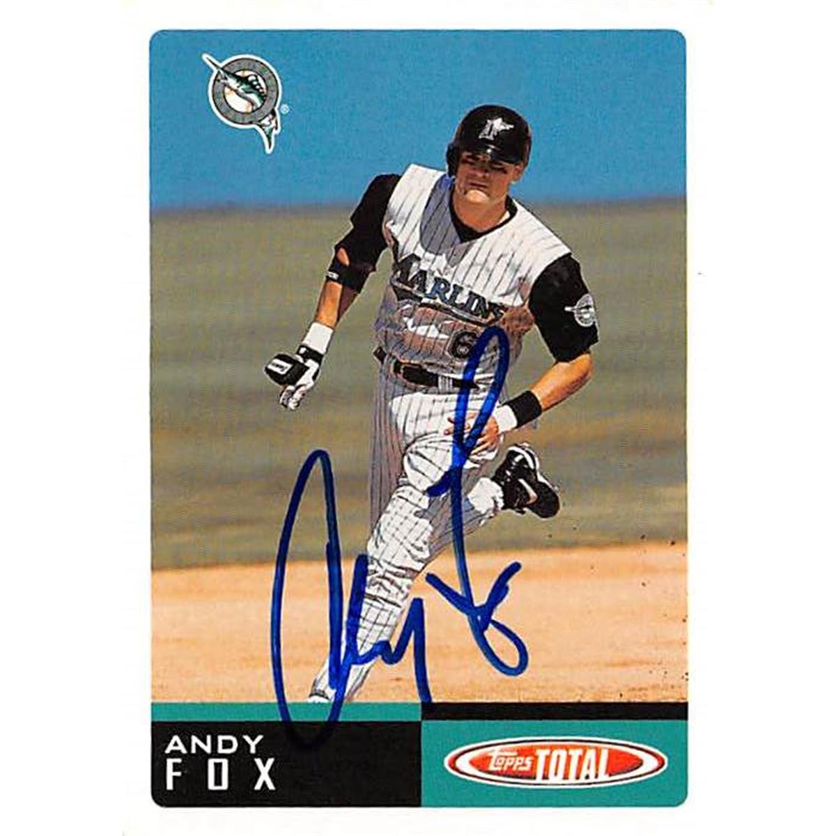 421290 Andy Fox Autographed Baseball Card Florida Marlins 2002 Topps Total No.542