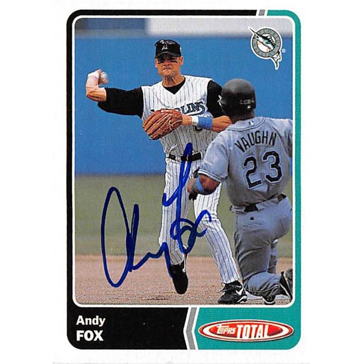 421293 Andy Fox Autographed Baseball Card Florida Marlins 2003 Topps Total No.227