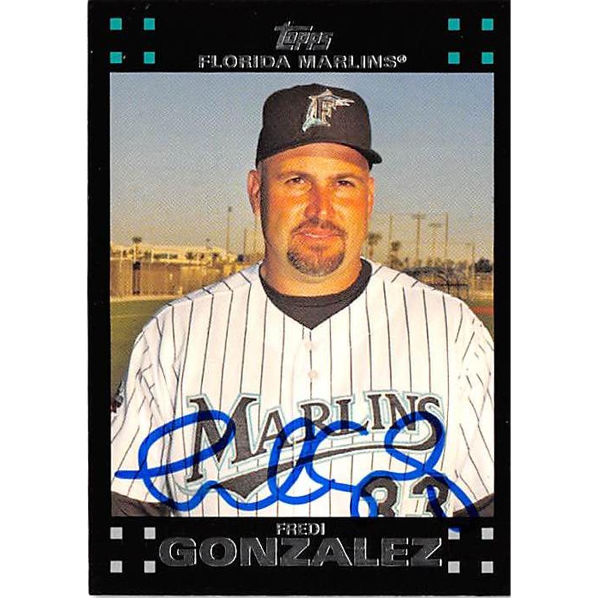 421326 Fredi Gonzalez Autographed Baseball Card Florida Marlins 2007 Topps No.616