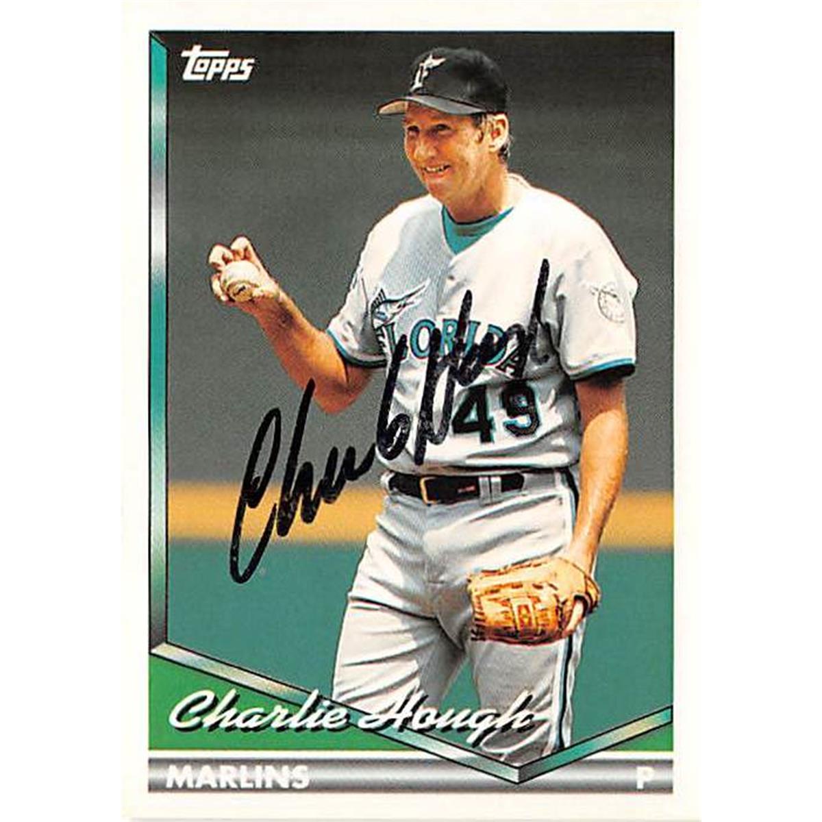 421375 Charlie Hough Autographed Baseball Card Florida Marlins Knuckleball 1994 Topps No.625