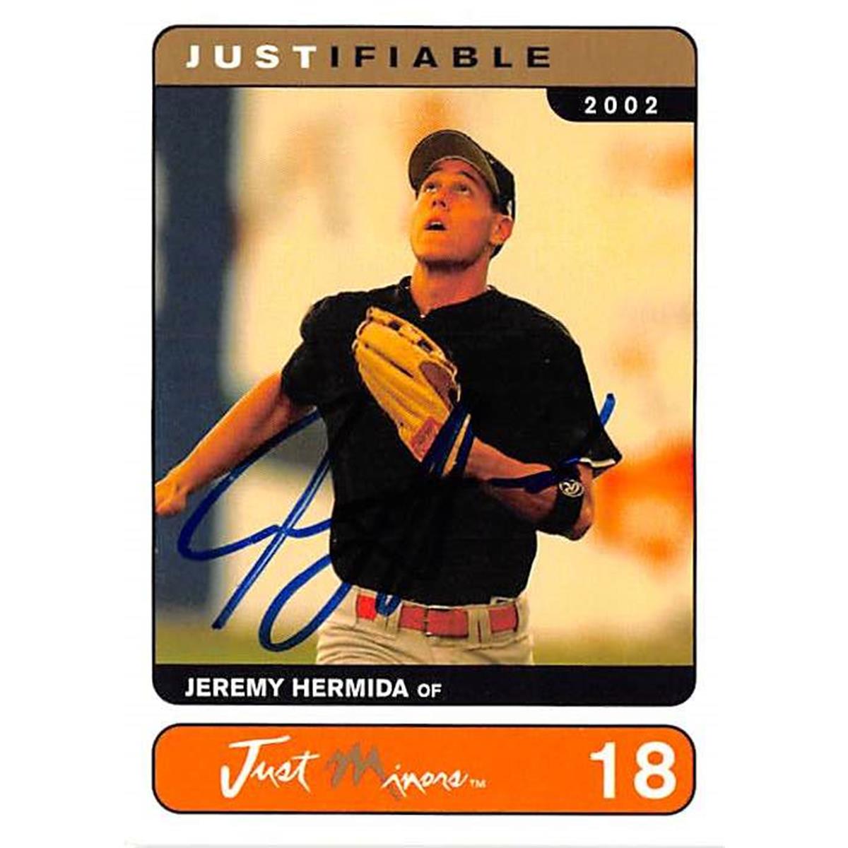 421392 Jeremy Hermida Autographed Baseball Card Florida Marlins FT 2002 Just Minors No.18