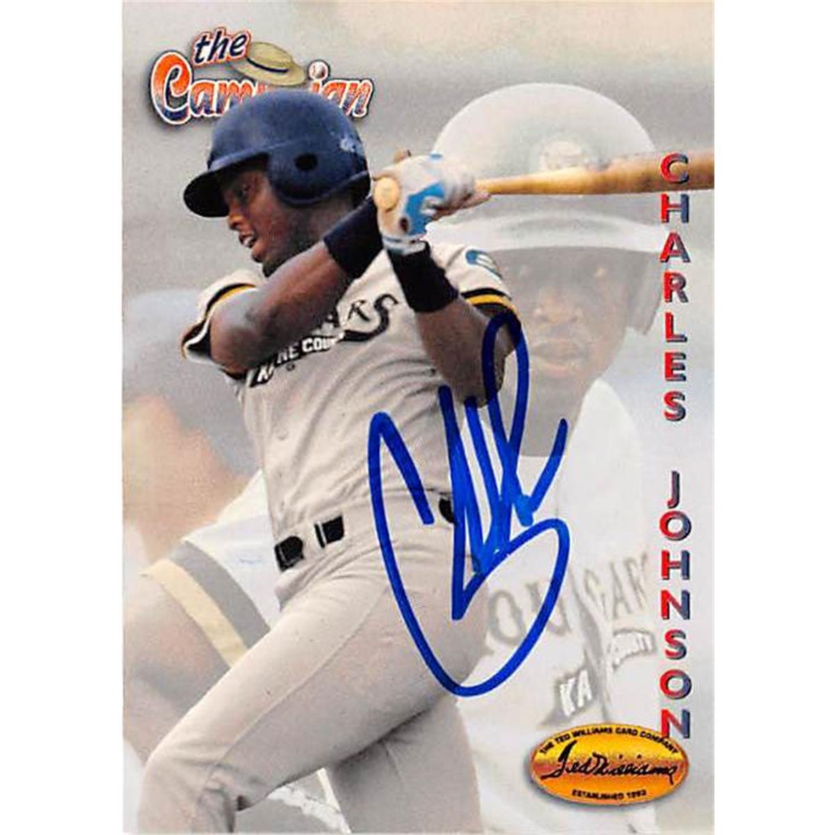 421416 Charles Johnson Autographed Baseball Card Florida Marlins Kane County Cougars 1994 TWC No.125