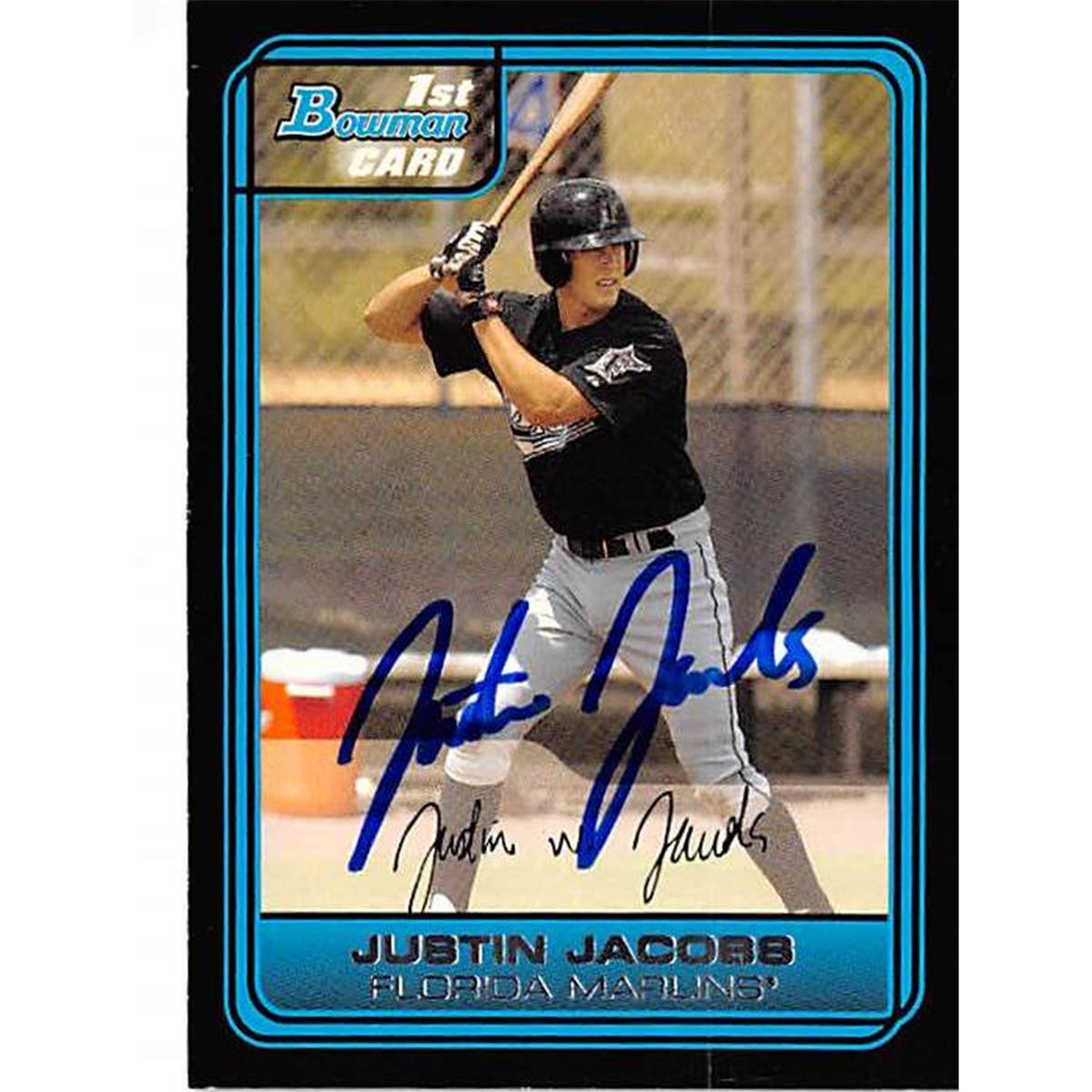 421440 Justin Jacobs Autographed Baseball Card Florida Marlins FT 2007 Topps Bowman No.BP46