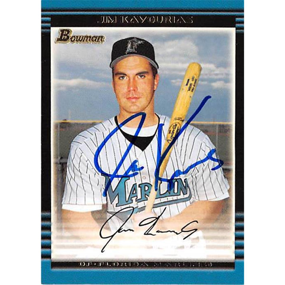 421467 Jim Kavourias Autographed Baseball Card Florida Marlins FT 2002 Topps Bowman No.327