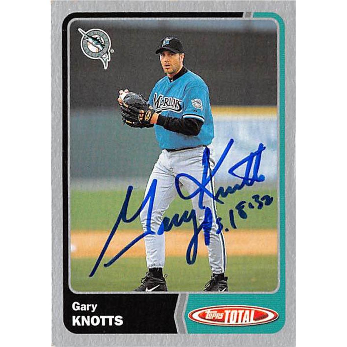 421468 Gary Knotts Autographed Baseball Card Florida Marlins 2003 Topps Total No.421 Silver