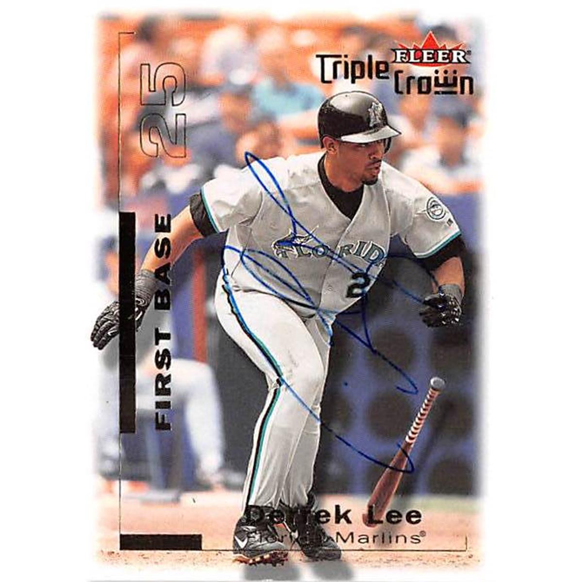 421475 Derrek Lee Autographed Baseball Card Florida Marlins 2001 Fleer Triple Crown No.225
