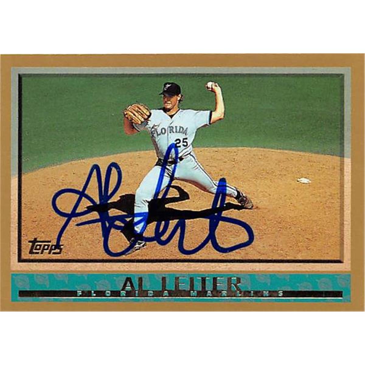 421480 Al Leiter Autographed Baseball Card Florida Marlins 1998 Topps No.444