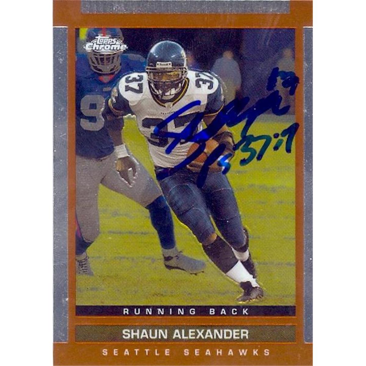 421699 Shaun Alexander Autographed Football Card Seattle Seahawks 2003 Topps Chrome Thick No.70