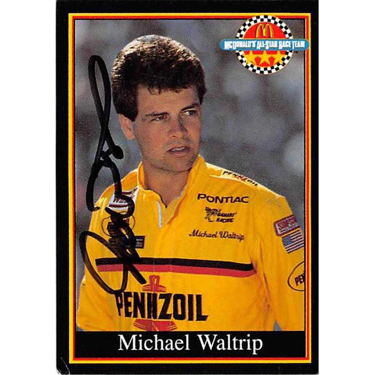 410190 Michael Waltrip Autographed Trading Card NASCAR Driver Auto Racing 1991 Maxx McDonalds No.16