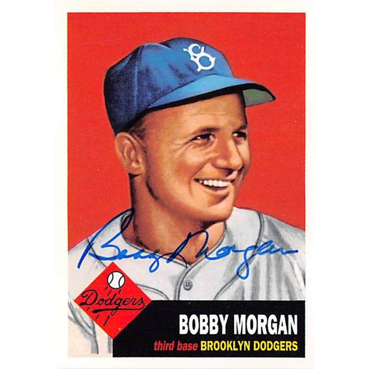 420964 Bobby Morgan Autographed Baseball Card Brooklyn Dodgers 67 1995 Topps Archives No.45