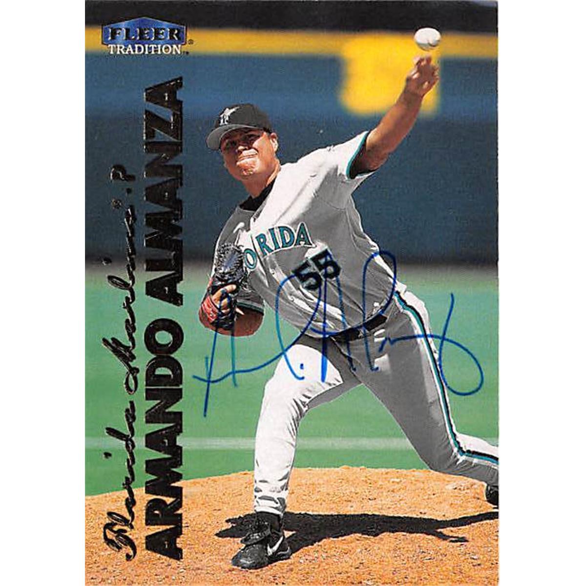 421028 Armando Almanza Autographed Baseball Card Florida Marlins 1999 Fleer Tradition No.U27