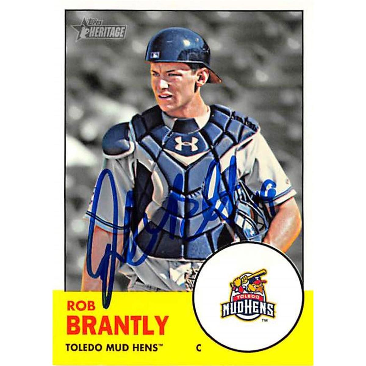421093 Rob Brantly Autographed Baseball Card Florida Marlins Toledo Mudhens 2012 Topps Heritage No.142
