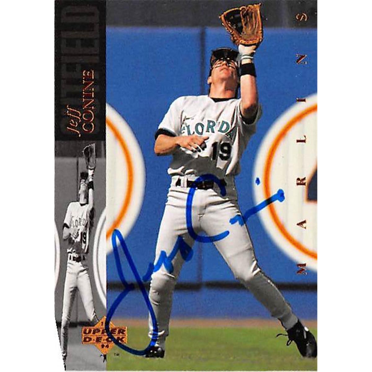 421164 Jeff Conine Autographed Baseball Card Florida Marlins 1994 Upper Deck No.162