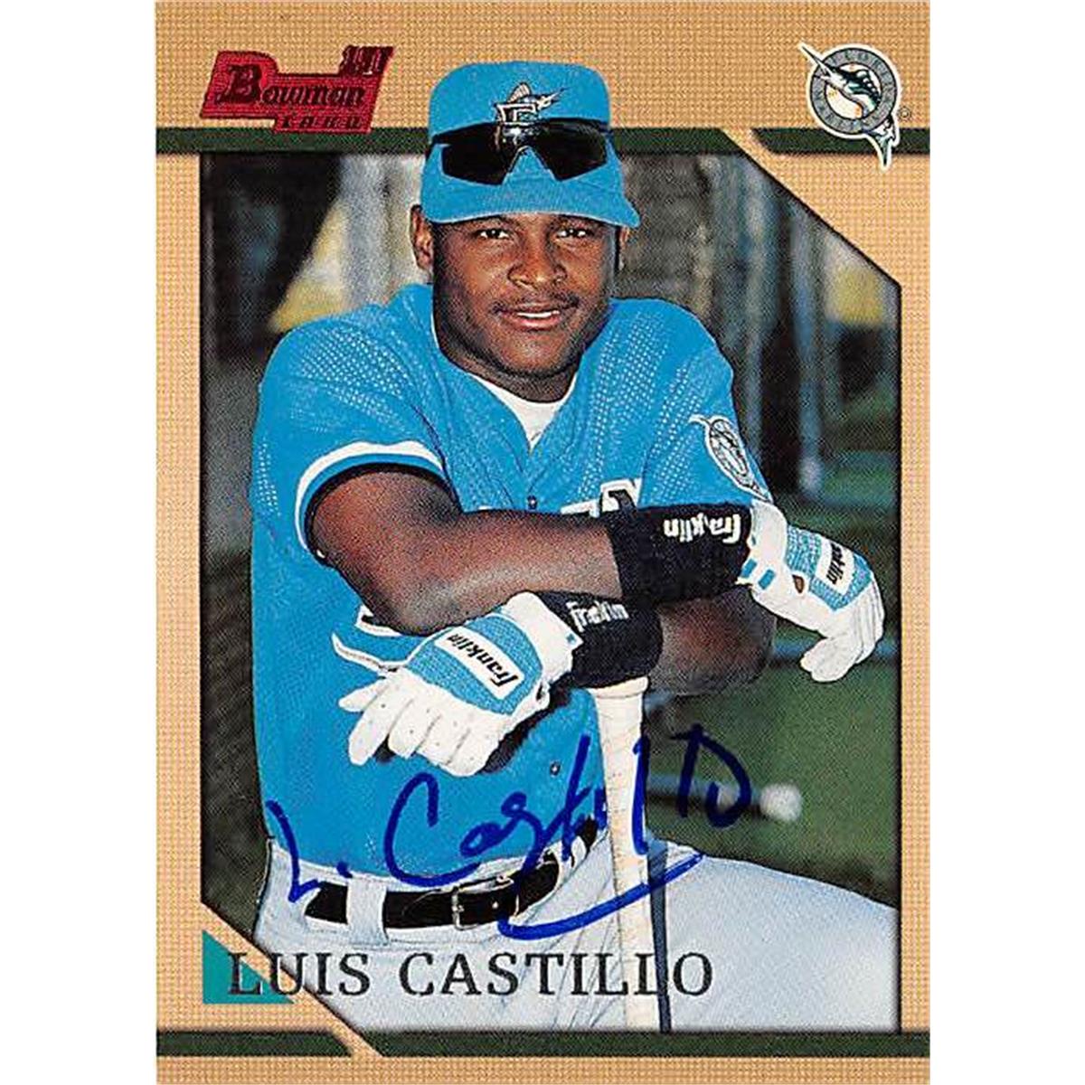 421195 Luis Castillo Autographed Baseball Card Florida Marlins 1996 Topps Bowman No.189
