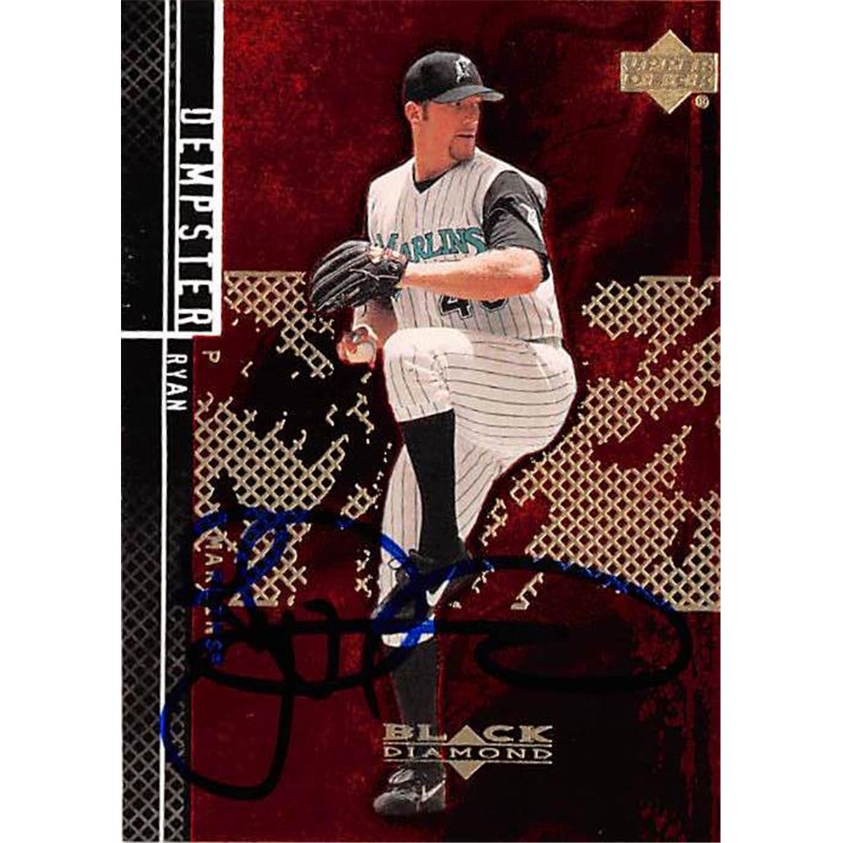 421239 Ryan Dempster Autographed Baseball Card Florida Marlins 2001 Upper Deck Black Diamond No.68