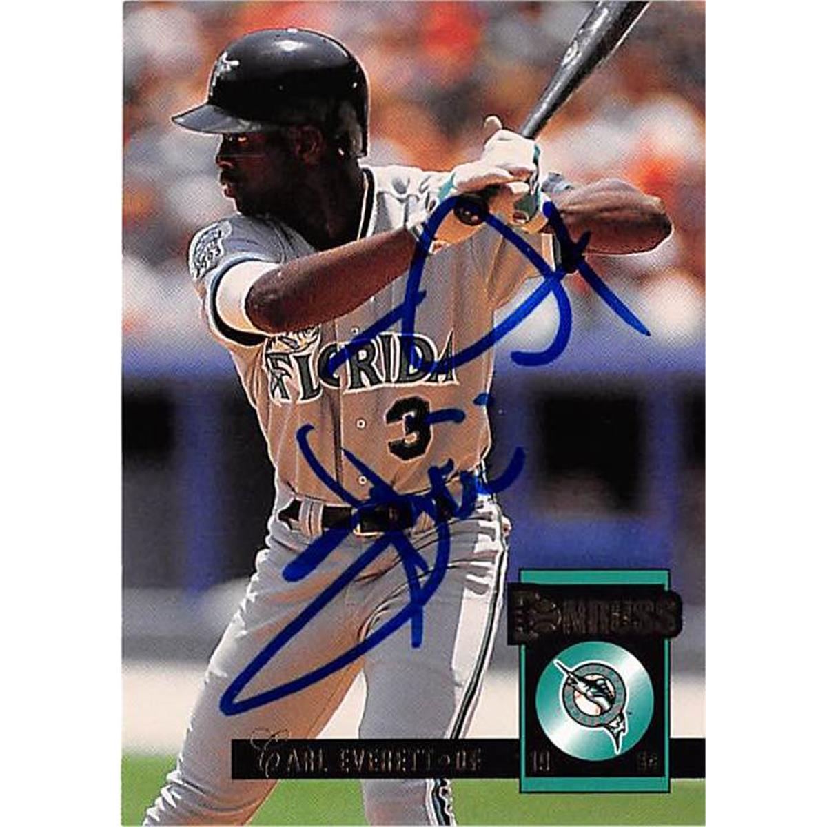 421268 Carl Everett Autographed Baseball Card Florida Marlins 1994 Upper Deck No.6