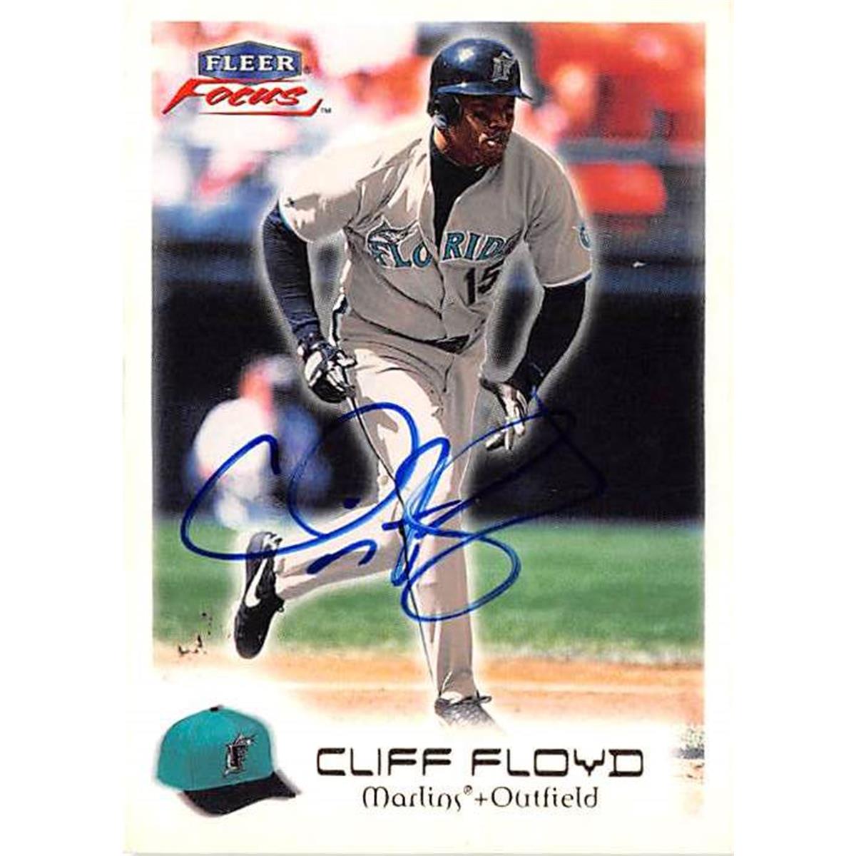 421271 Cliff Floyd Autographed Baseball Card Florida Marlins 2000 Fleer Focus No.161