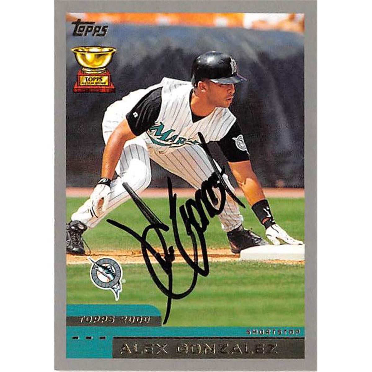 421318 Alex Gonzalez Autographed Baseball Card Florida Marlins 2000 Topps No.380 All Star Rookie Cup