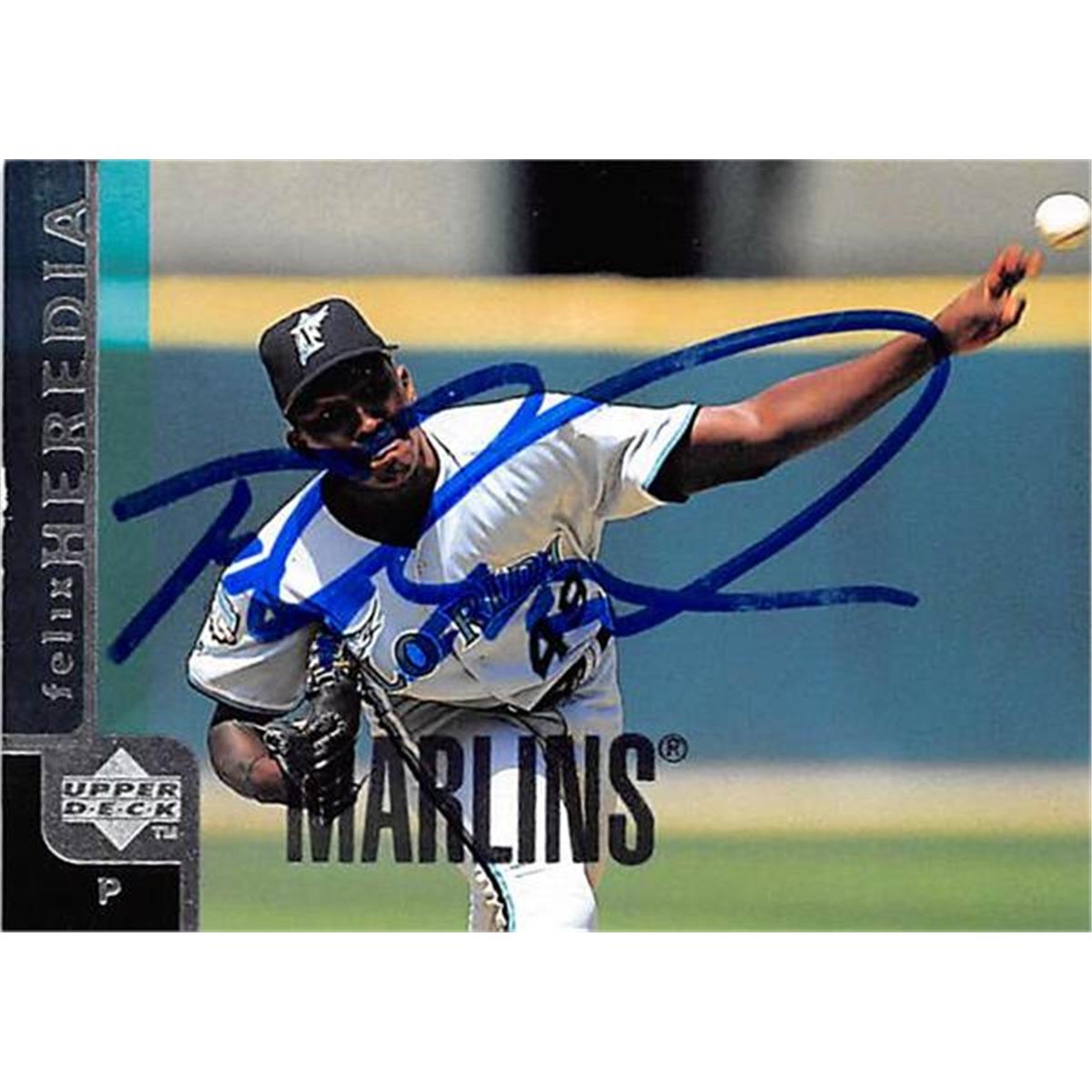 421383 Felix Heredia Autographed Baseball Card Florida Marlins 1998 Upper Deck No.380