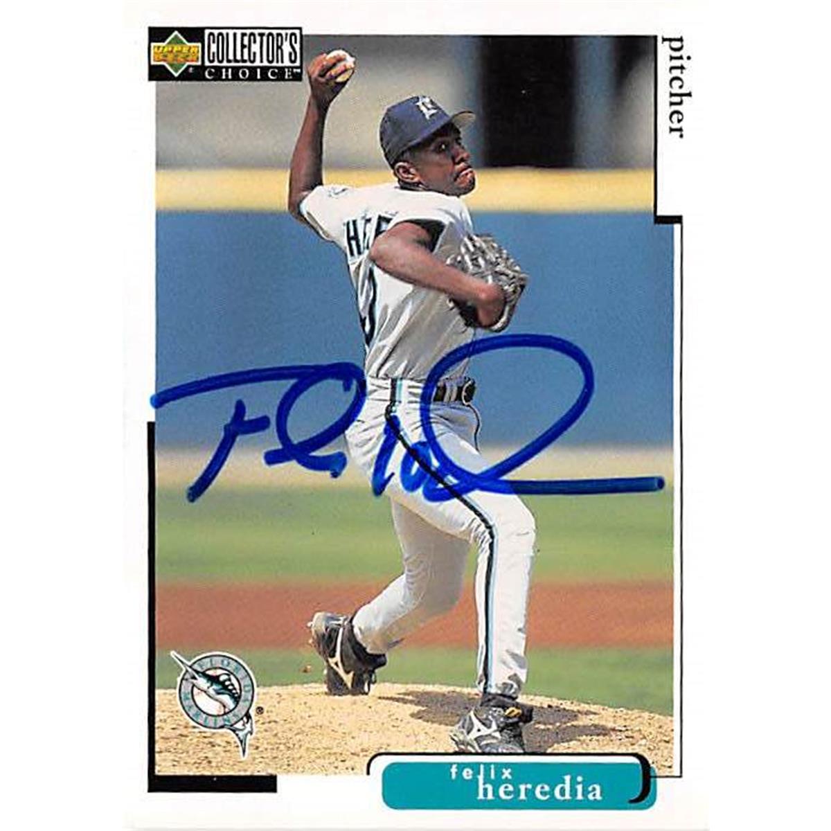421384 Felix Heredia Autographed Baseball Card Florida Marlins 1998 Upper Deck No.379