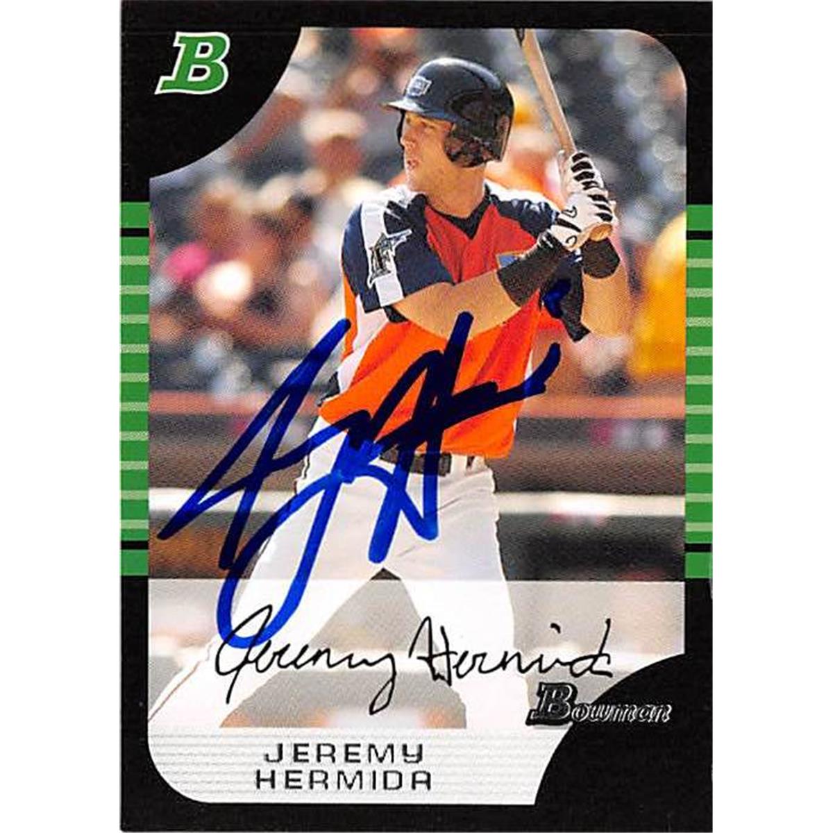 421387 Jeremy Hermida Autographed Baseball Card Florida Marlins 2005 Topps Bowman No.BDP148 Rookie