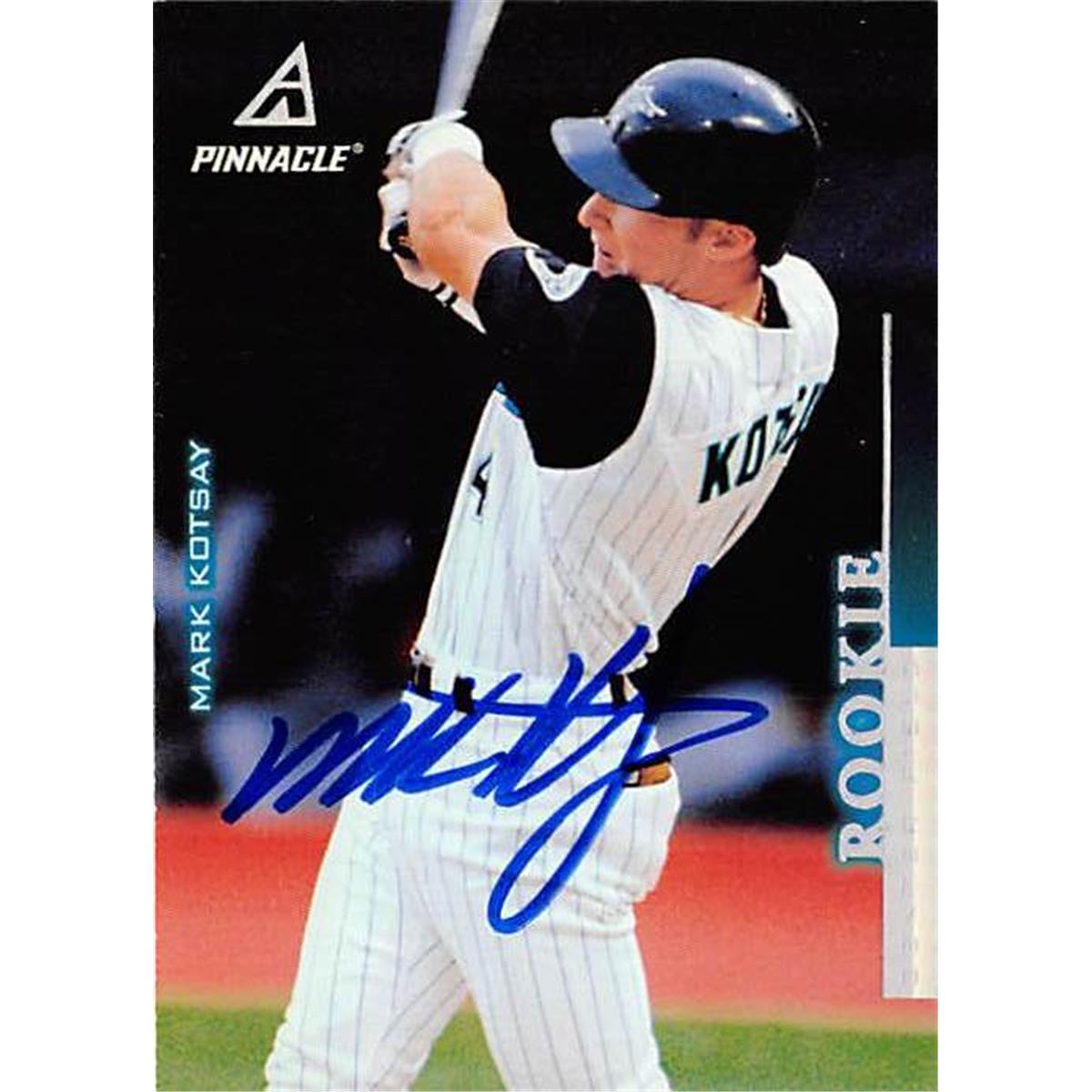 421450 Mark Kotsay Autographed Baseball Card Florida Marlins 1998 Pinnacle No.169 Rookie