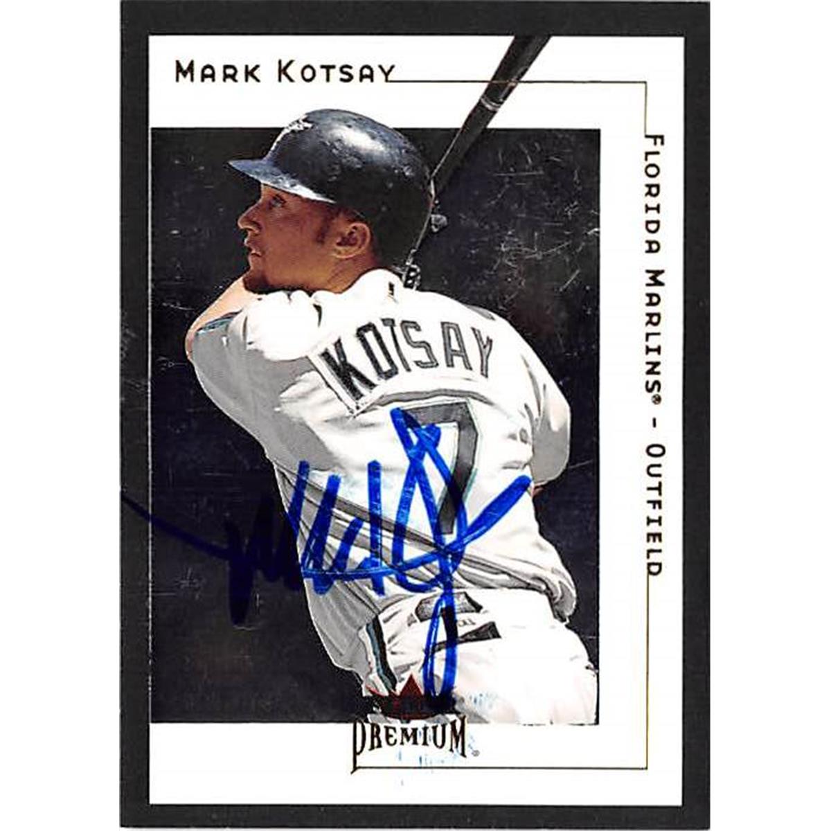 421454 Mark Kotsay Autographed Baseball Card Florida Marlins 2001 Fleer Premium No.123