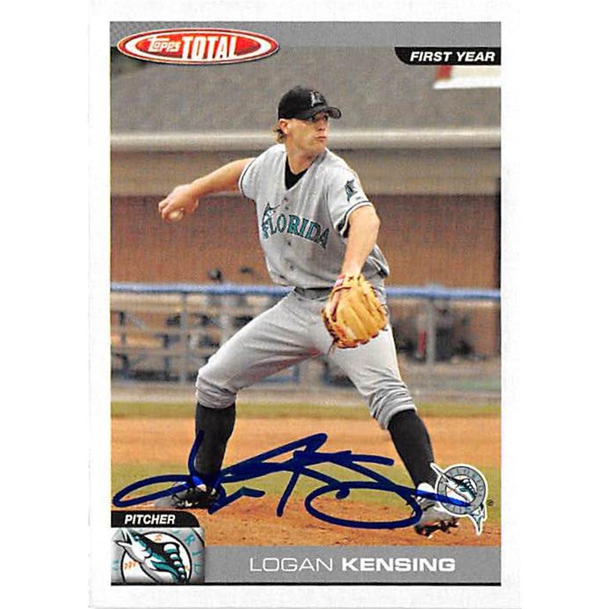 Logan Kensing Autographed Baseball Card Florida Marlins 2004 Topps Total No.874