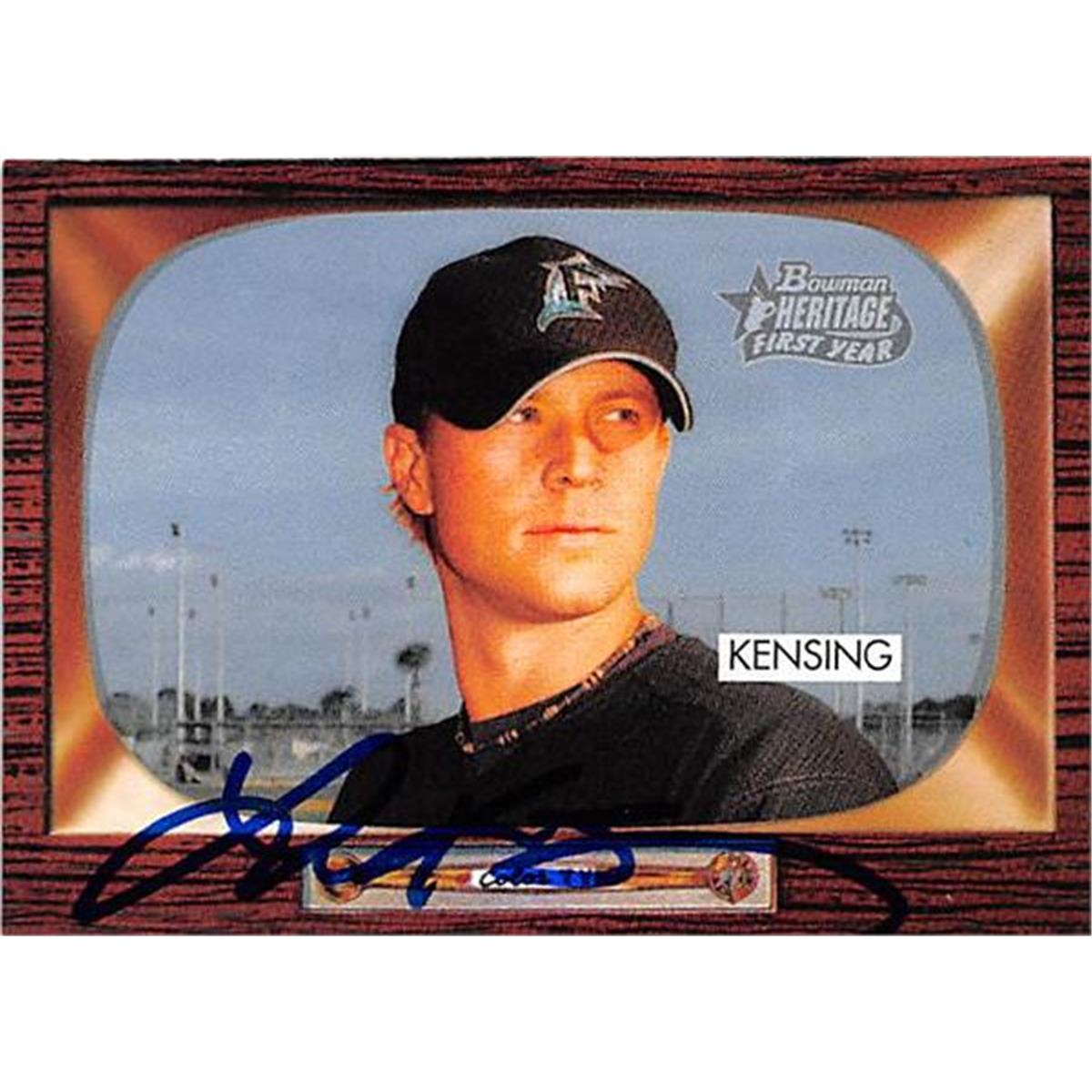 421464 Logan Kensing Autographed Baseball Card Florida Marlins 2004 Topps Bowman Heritage No.339
