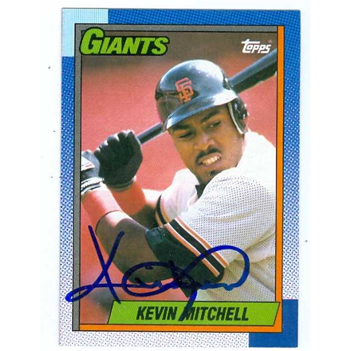 76603 Kevin Mitchell Autographed Baseball Card San Francisco Giants 1990 Topps No.500