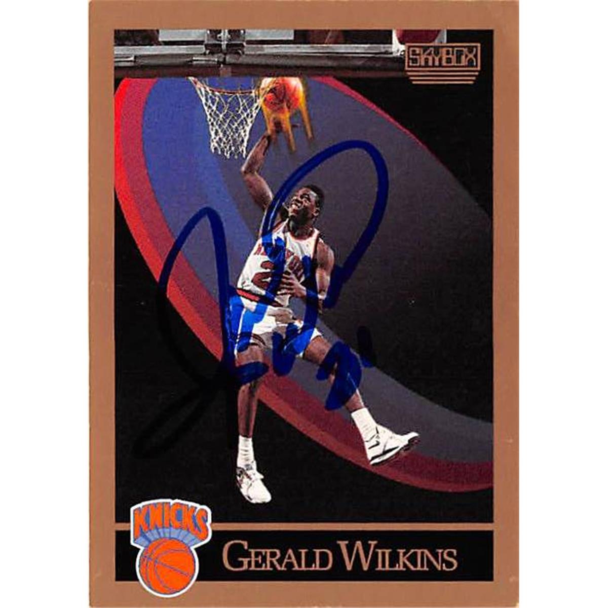 410186 Gerald Wilkins Autographed Basketball Card New York Knicks 1990 Skybox No.197
