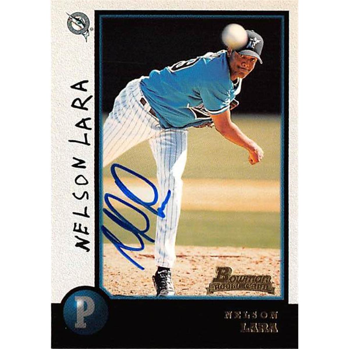 421502 Nelson Lara Autographed Baseball Card Florida Marlins FT 1998 Topps Bowman No.307