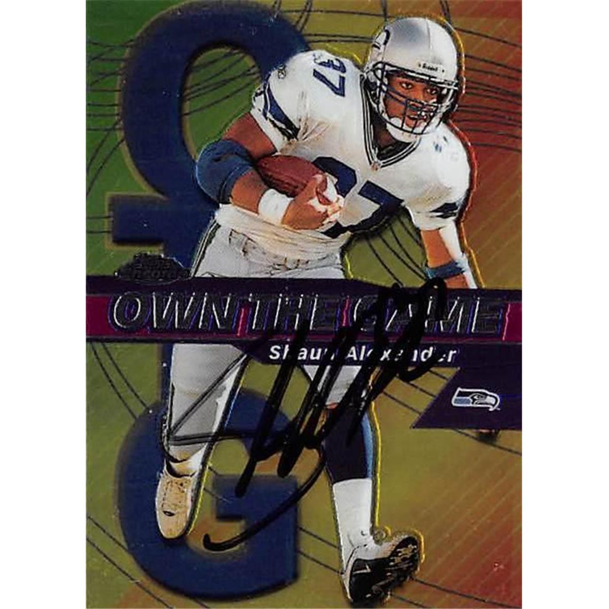 421626 Shaun Alexander Autographed Football Card Seattle Seahawks 2002 Topps Chrome Own The Game No.OG14