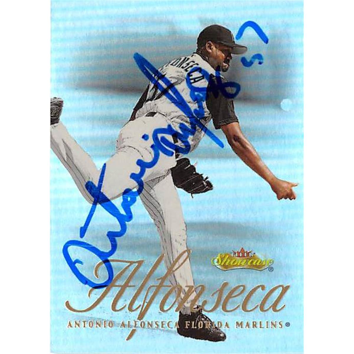 421000 Antonio Alfonseca Autographed Baseball Card Florida Marlins 2000 Fleer Showcase No.94 Refractor