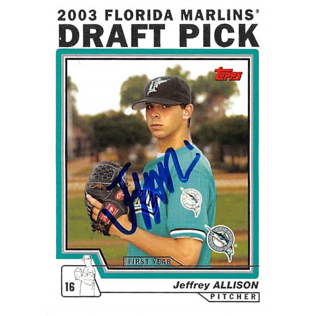 421041 Jeff Allison Autographed Baseball Card Florida Marlins FT 2004 Topps No.672 Draft Pick