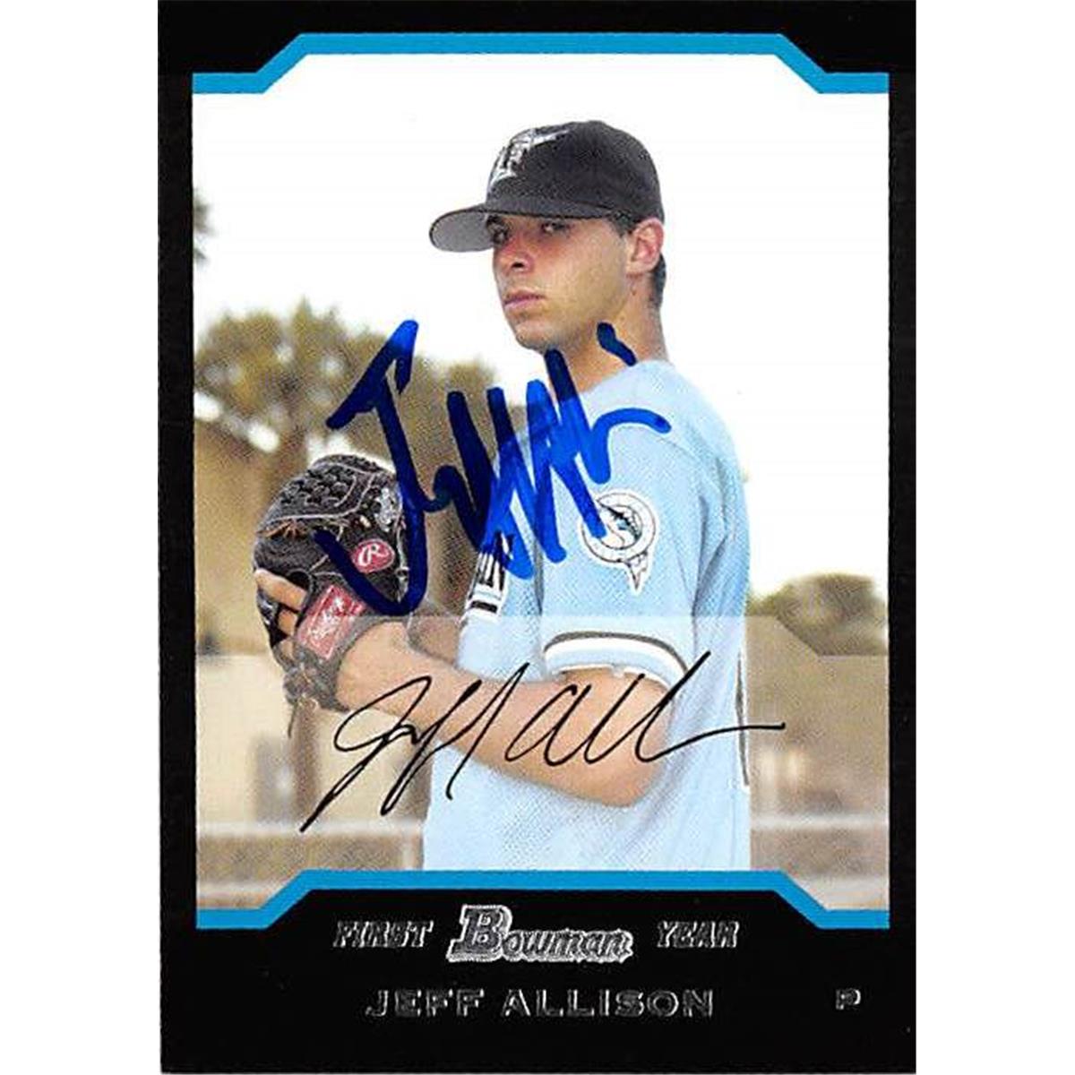 421042 Jeff Allison Autographed Baseball Card Florida Marlins FT 2004 Topps Bowman No.263