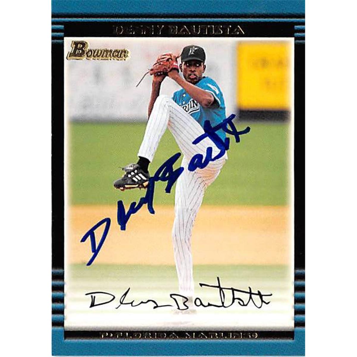 421052 Denny Bautista Autographed Baseball Card Florida Marlins FT 2002 Topps Bowman No.296