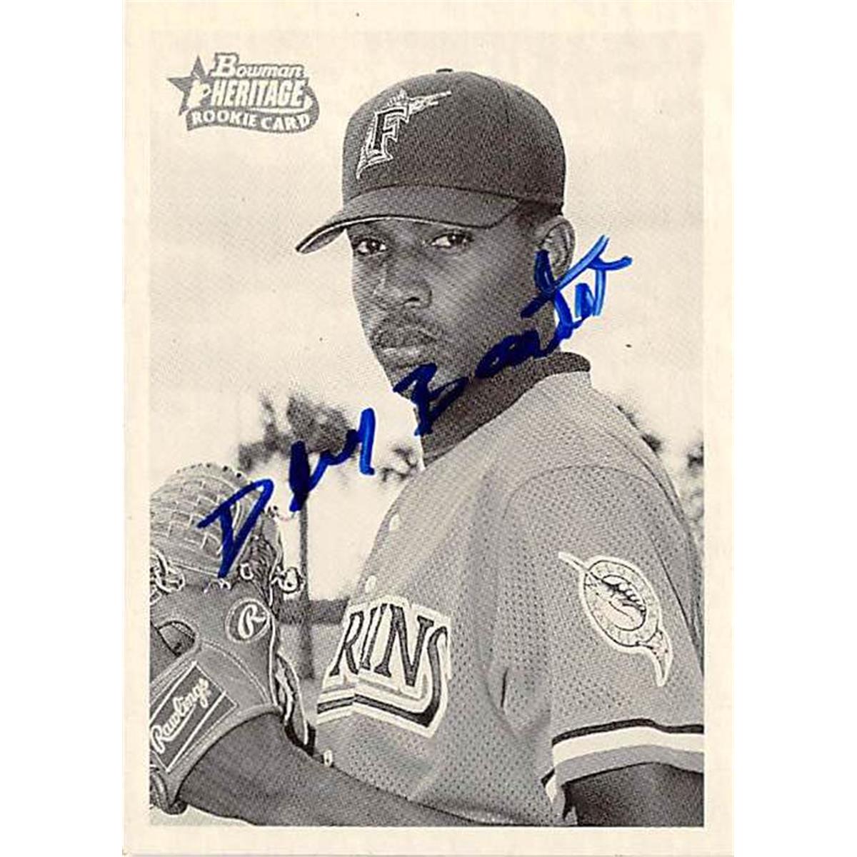 421059 Denny Bautista Autographed Baseball Card Florida Marlins FT 2001 Topps Bowman Heritage No.207